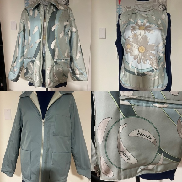 Vintage Hermes Jacket Silk Paperoles Reversible
And Top Cashmere Print S mint 💚🤍 - Picture 3 of 17